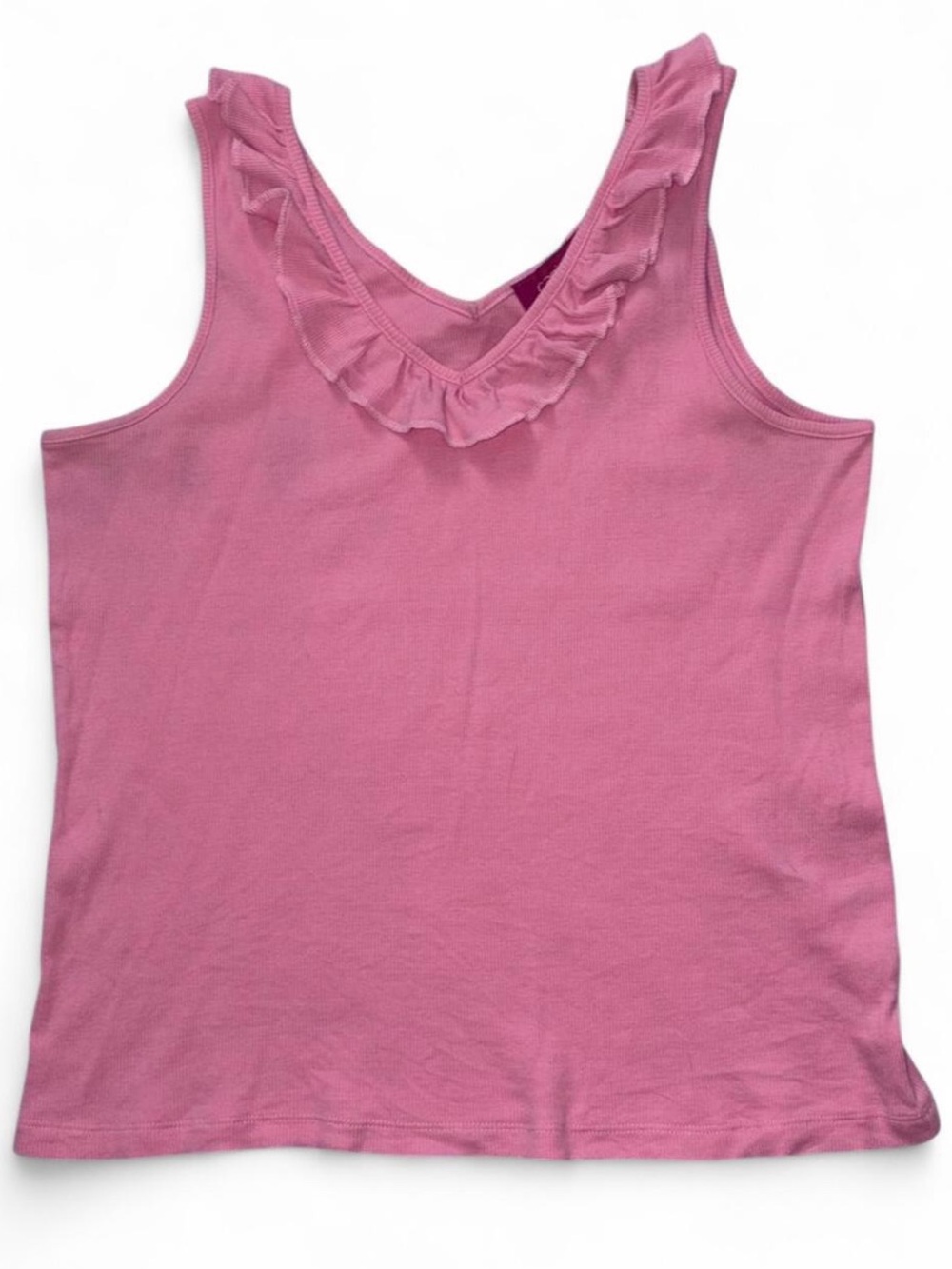 Pink Ruffle V-Neck Tank Top